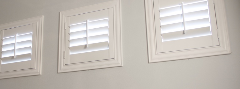 Square Windows in a Honolulu Garage with Polywood Shutters